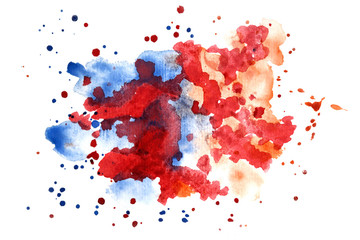 Watercolor multicolored splashes on white background