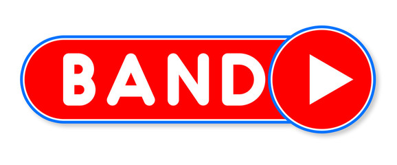 Band - white text written on a red banner on white background