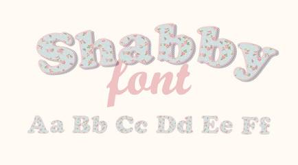 Obraz premium Latin alphabet, font with shabby chic pattern