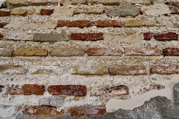 Mur de briques anciens avec briques apparentes
