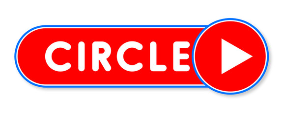 Circle - white text written on a red banner on white background