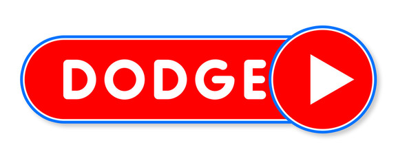 Dodge - white text written on a red banner on white background