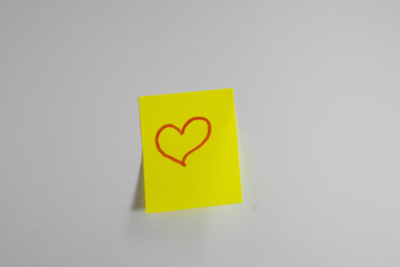 sticky notes with a heart pattern. Declaration of love