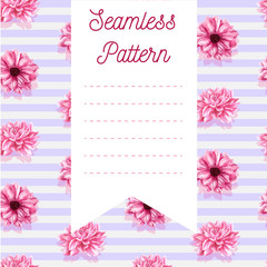 seamless pattern with dahlia pink watercolor. background