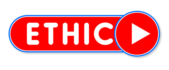 Ethic - white text written on a red banner on white background