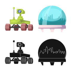 Vector design of mars and space sign. Collection of mars and planet vector icon for stock. © pandavector