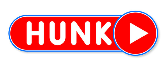 Hunk - white text written on a red banner on white background
