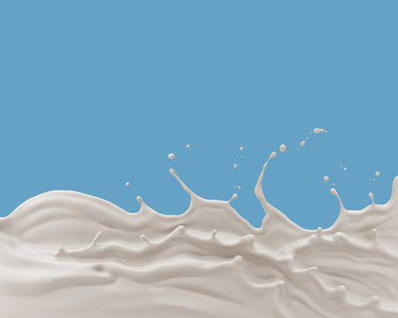 milk splash or yogurt ripple abstract background, with clipping path 3d illustration