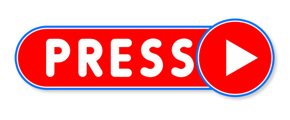 Press - white text written on a red banner on white background