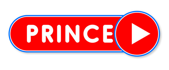 Prince - white text written on a red banner on white background