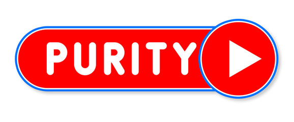 Purity - white text written on a red banner on white background