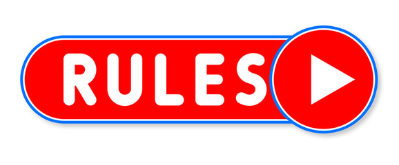 Rules - white text written on a red banner on white background