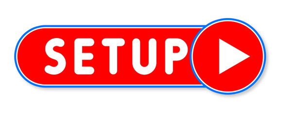 Setup - white text written on a red banner on white background