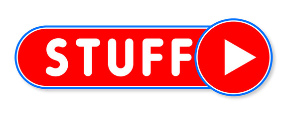 Stuff - white text written on a red banner on white background