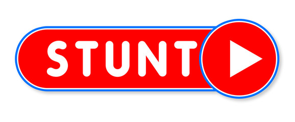 Stunt - white text written on a red banner on white background