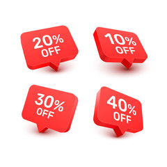 Banner 20 10 30 40 off with share discount percentage. Vector illustration