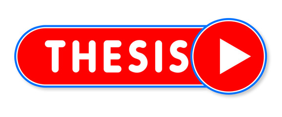Thesis - white text written on a red banner on white background