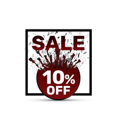 Banner 10 off with share discount percentage. Vector illustration