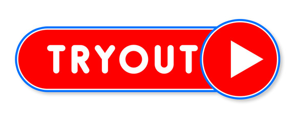 Tryout - white text written on a red banner on white background