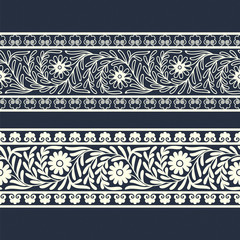 vector seamless eastern florish border template. design for covers, print, woodblock, cards