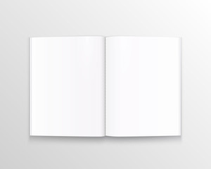 Open paper book with text art. Vector illustration