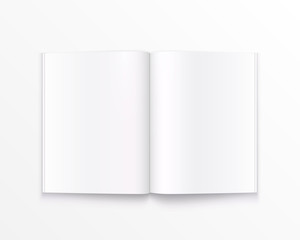 Open paper book with text art. Vector illustration