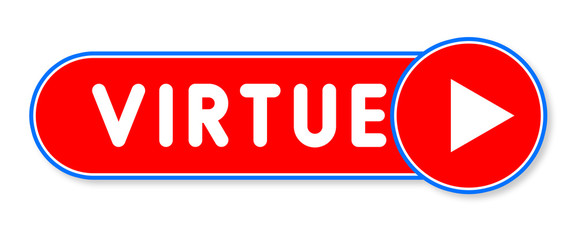 Virtue - white text written on a red banner on white background