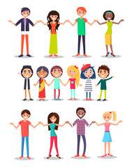 Togetherness Concept Poster with Happy Man, Woman