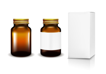Vector glass jar with white box for cosmetics and medicines