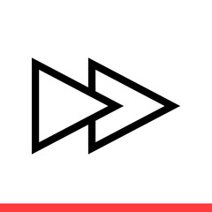 Fast forward vector icon, arrow symbol. Simple, flat design for web or mobile app