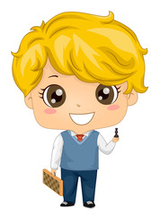 Kid Boy Chess Player Illustration
