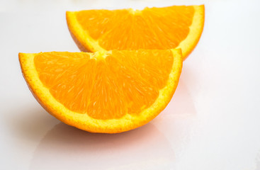 Orange juice, fruit, white background.