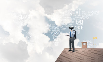 Concept of home security and privacy protection with camera head