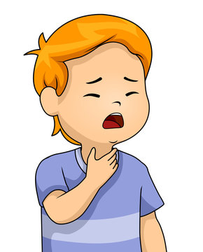 Kid Boy Sore Throat Illustration