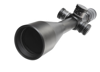 Rifle scope on white