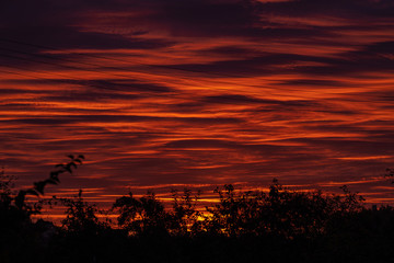 early sunrise in the clouds