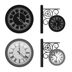 Vector design of clock and time icon. Collection of clock and circle vector icon for stock.