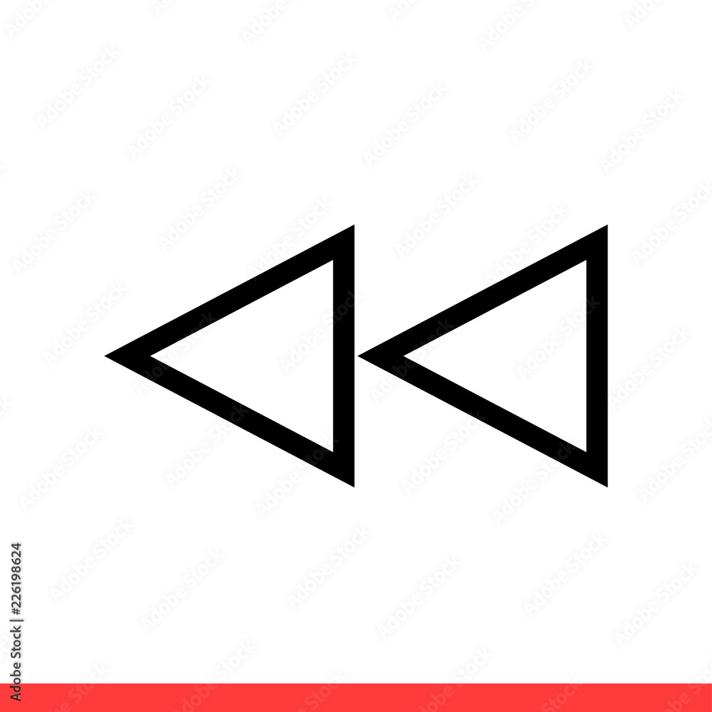 Poster rewind vector icon, arrow symbol. simple, flat design for web or mobile app