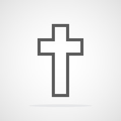 Gray Christian cross icon. Vector illustration.