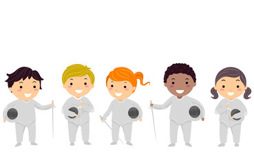 Stickman Kids Fencing Outfit Illustration