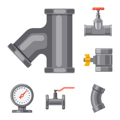 Isolated object of pipe and tube icon. Collection of pipe and pipeline vector icon for stock.