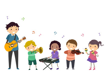 Stickman Kids Teacher Music Instruments