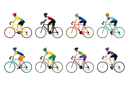 Athlete cyclist isolated on white background. Vector illustration of cycling sport concept