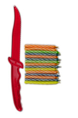Red knife and candles for celebrating