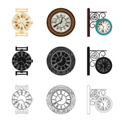 Fototapeta na wymiar Isolated object of clock and time sign. Set of clock and circle stock symbol for web.