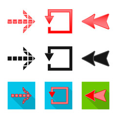 Vector design of element and arrow sign. Set of element and direction vector icon for stock.