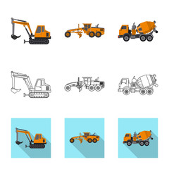 Vector illustration of build and construction sign. Set of build and machinery vector icon for stock.