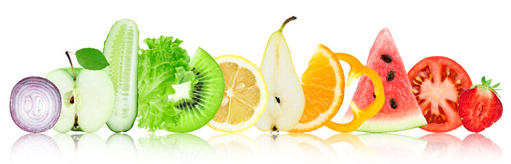 Fresh mixed fruits and vegetables. Slices