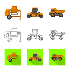 Isolated object of build and construction icon. Collection of build and machinery stock vector illustration.