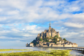 Le Mont Saint Michel abbey on the island, Normandy, Northern France, Europe
